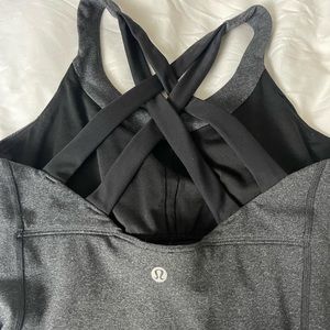 Lululemon Enhearten double strap criss cross tank size 6 charcoal & black